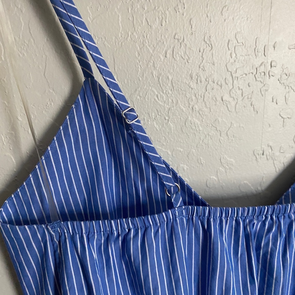 ACTIVE USA Light Blue & White Pinstripe Cinch Waist Romper Size Small - Picture 9 of 14
